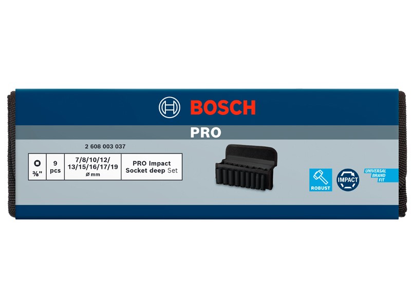 Komplet PRO Impact Socket Set Bosch, 3/8 palca, globok, 9-delni, 2608003037