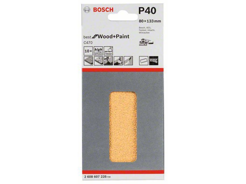 Brusilni list C470, pakiranje po 10 kosov, P40, Dimenzije: 80x133mm, 2608607228