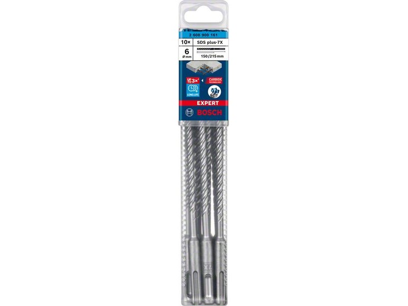 10-delni komplet udarnih svedrov Bosch EXPERT SDS plus-7X,Dimenzije 6 x 150 x 215 mm, 2608900161