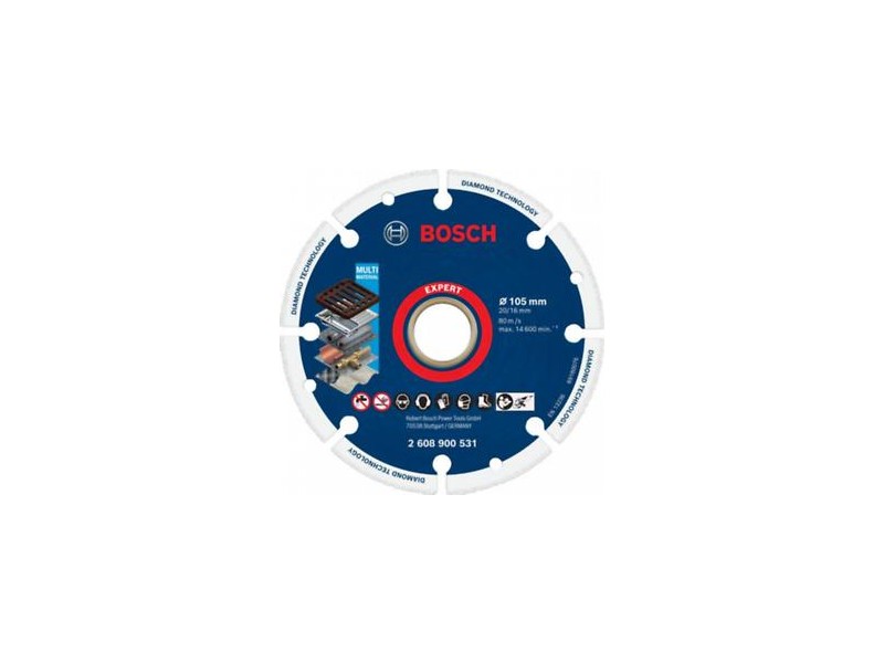 Diamantna Metal Wheel plošča Bosch za kovino, Expert Multi Material, 105mm, 20/16mm, 2608900531