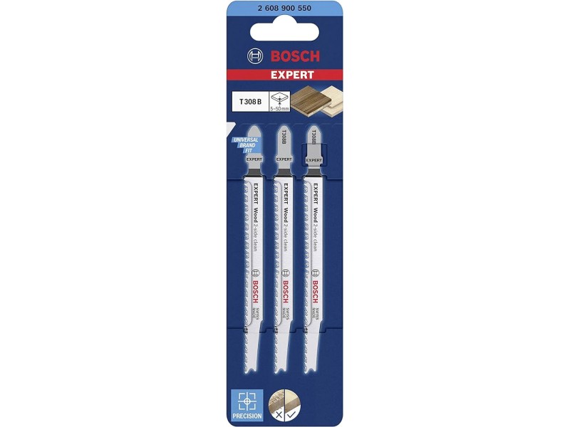 Professional Bosch 3-delni komplet listov za vbodno žago T308B EXPERT Wood 2-side clean, 2608900550