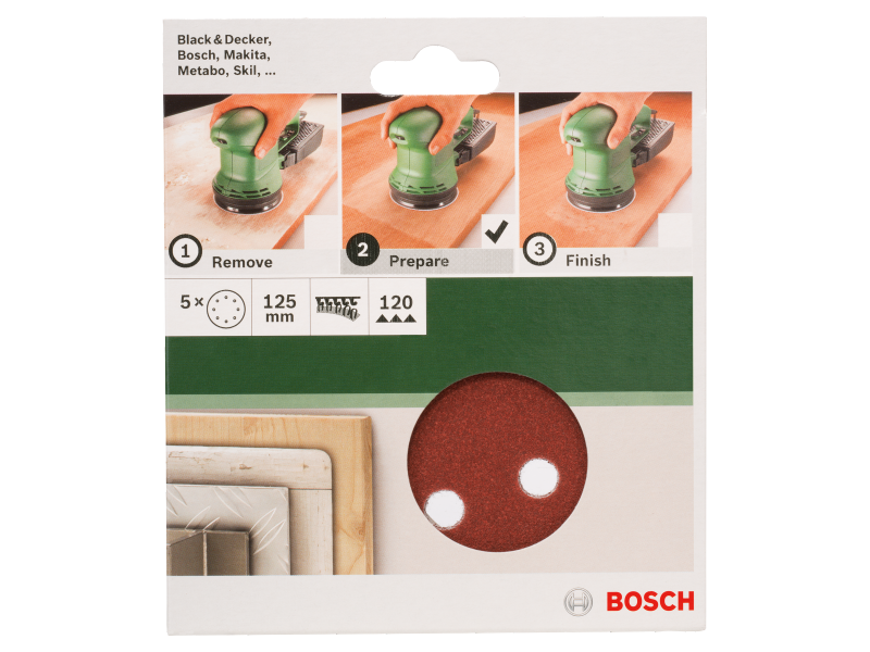 5-delni komplet brusilnih listov Bosch za ekscentrični brusilnik, Dimenzije: 125x8mm, Zrnatost: 120, 2609256A25