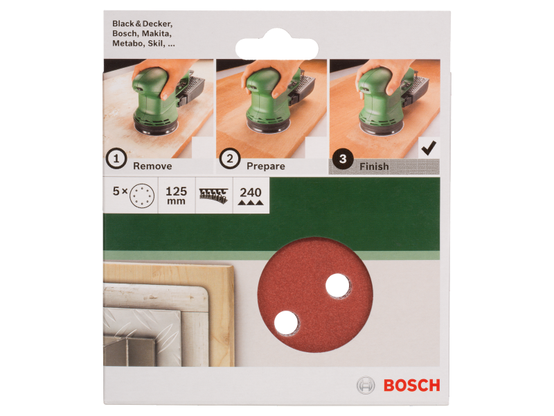 5-delni komplet brusilnih listov Bosch za ekscentrični brusilnik, Dimenzije: 125x8mm, Zrnatost: 240, 2609256A27