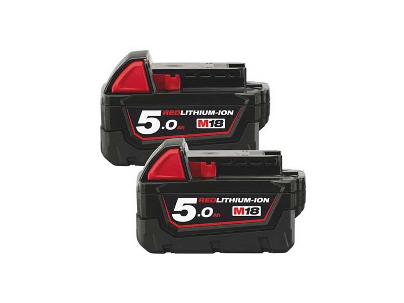 Akumulatorski set baterija Milwaukee M18 B502, Li-Ion, 2x Aku: 18V, 5,0 Ah, 4932000000