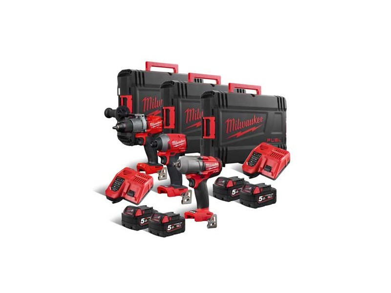 Akumulatorski set Milwaukee M18FPP3C2-504X (M18 FPD2/0X, FID2-502X, FMTIWF12-502X), Li-Ion 4x Aku.: 5,0 Ah, 4933000002