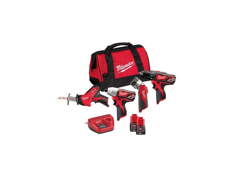 Akumulatorski set Milwaukee M12 BPP4A-202B (BDD, BID, HZ, T-LED) Li-Ion 2x Aku.: 2,0 Ah, 4933441240