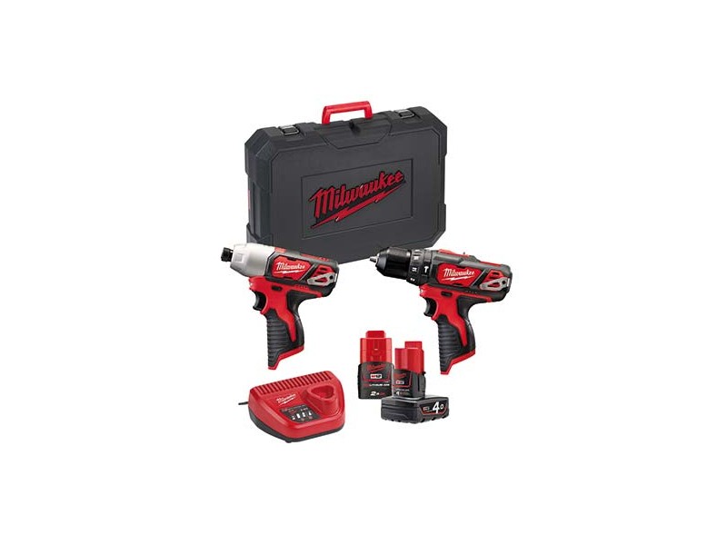 Set Milwaukee M12 BPP2B-421C (BPD,BID), Li-Ion 1x 12V: 4,0Ah, 1x 12V: 2,0 Ah, 4933443497