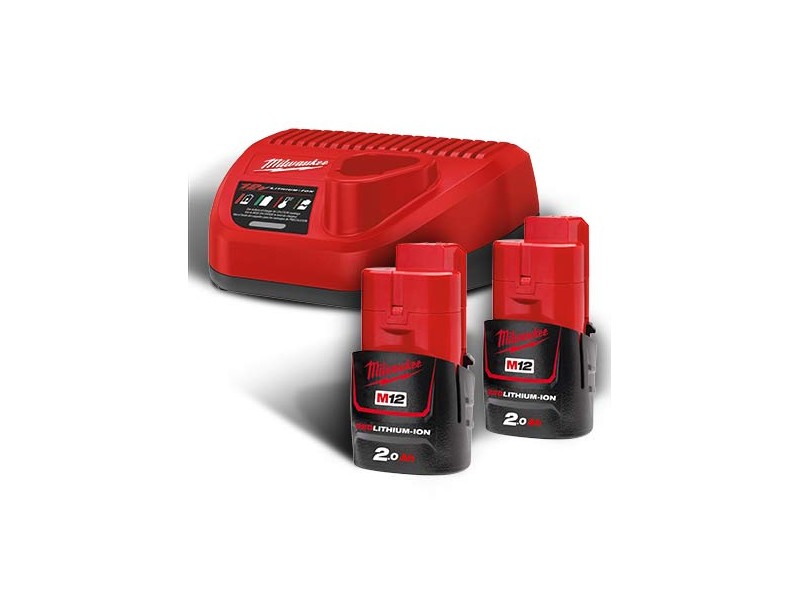 Akumulatorski power set Milwaukee M12 NRG-202, Li-Ion, 2x Aku.: 2,0 Ah+C12 C, 4933459209