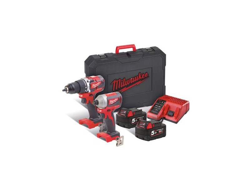 Akumulatorski set Milwaukee M18 CBLPP2B-502C (M18 CBLDD, CBLID), Li-Ion 2x Aku.: 5,0 Ah, 4933464718