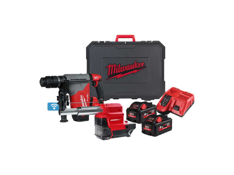 Akumulatorsko vrtalno kladivo Milwaukee M18 ONEFHPXDEL-552C z odsesavanjem, 18V, SDS Plus, 5J, 5.2kg, 4933478498 