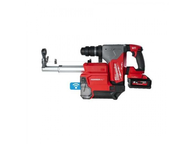 Akumulatorsko vrtalno kladivo Milwaukee M18 ONEFHXDEL-552C FUEL z odsesavanjem, 18V, SDS Plus, 2.5J, 3.4kg, 4933478506