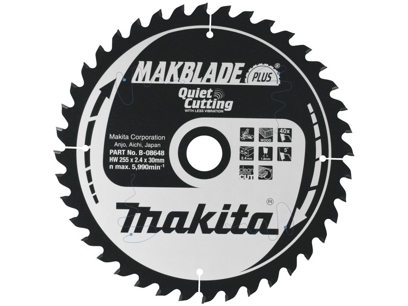TCT MAKBlade Plus žagin list Makita, Dimenzije: 255x2,4x30mm, Zob: 40, B-32471
