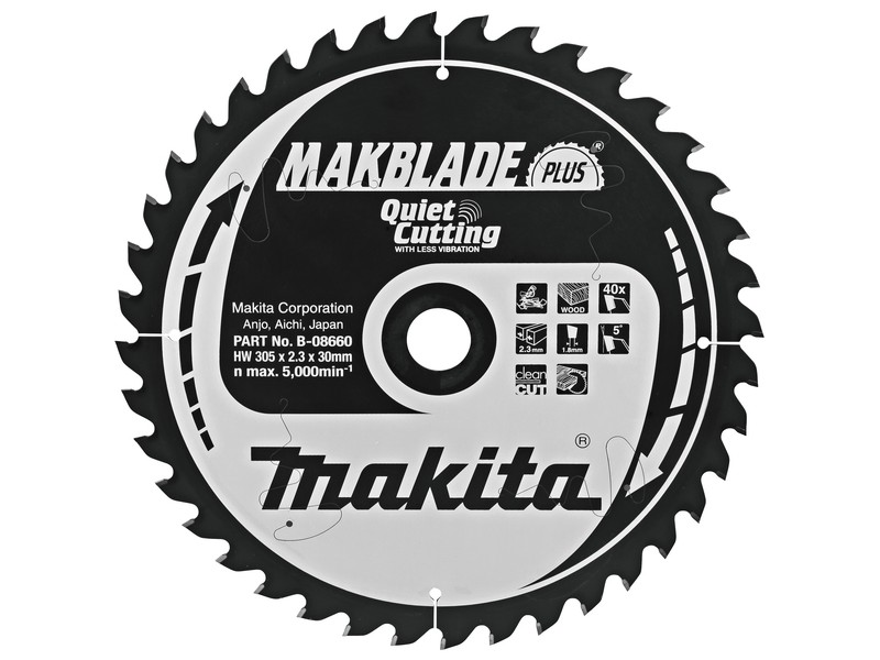 TCT MAKBlade Plus žagin list Makita, Dimenzije: 305x2,3x30mm, Zob: 40, B-32493