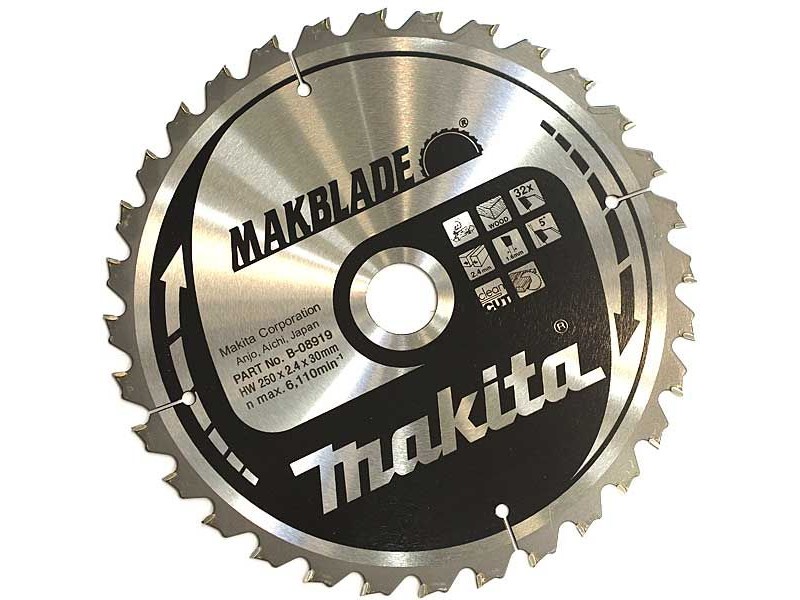 TCT MAKBlade žagin list Makita, Dimenzije: 250x2,4x30mm, Zob: 32, B-08919