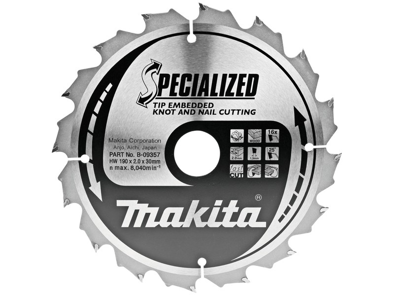 TCT Specialized žagin list Makita, Dimenzije: 190x2x30mm, Zob: 16, B-33059