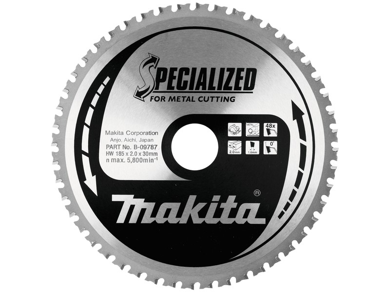 TCT Specialized žagin list za kovine Makita, Dimenzije: 185x2x30mm, Zob: 48, B-33451