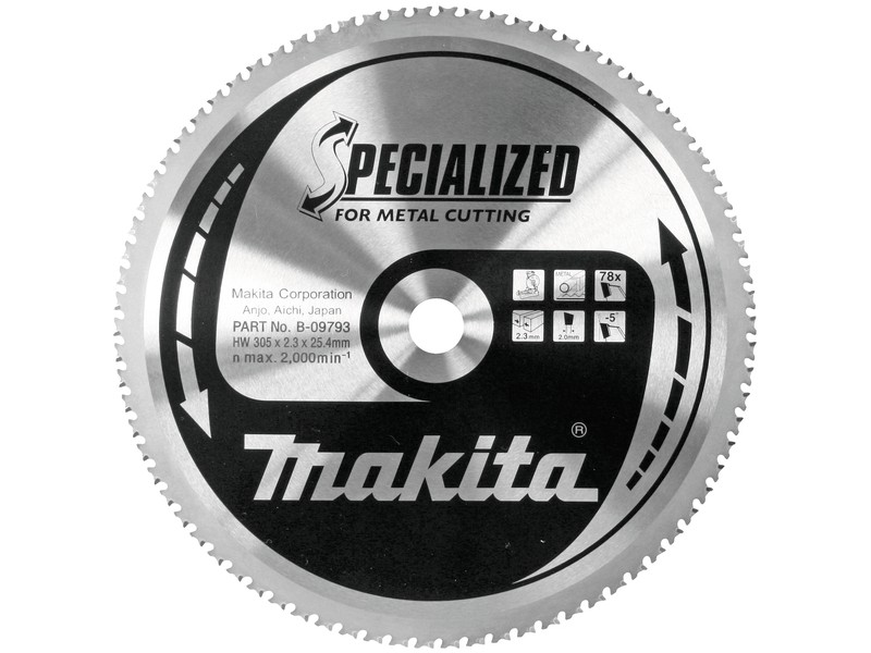 TCT Specialized žagin list za kovine Makita, Dimenzije: 305x2,3x25,4mm, Zob: 78, B-33467