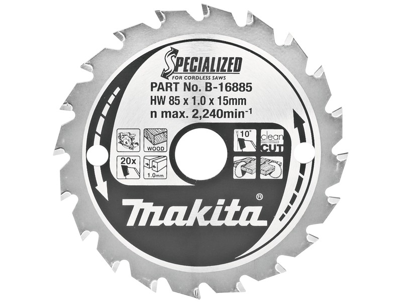 TCT žagin list Makita, Dimenzije: 85x1x15mm, Zob: 20, B-33576