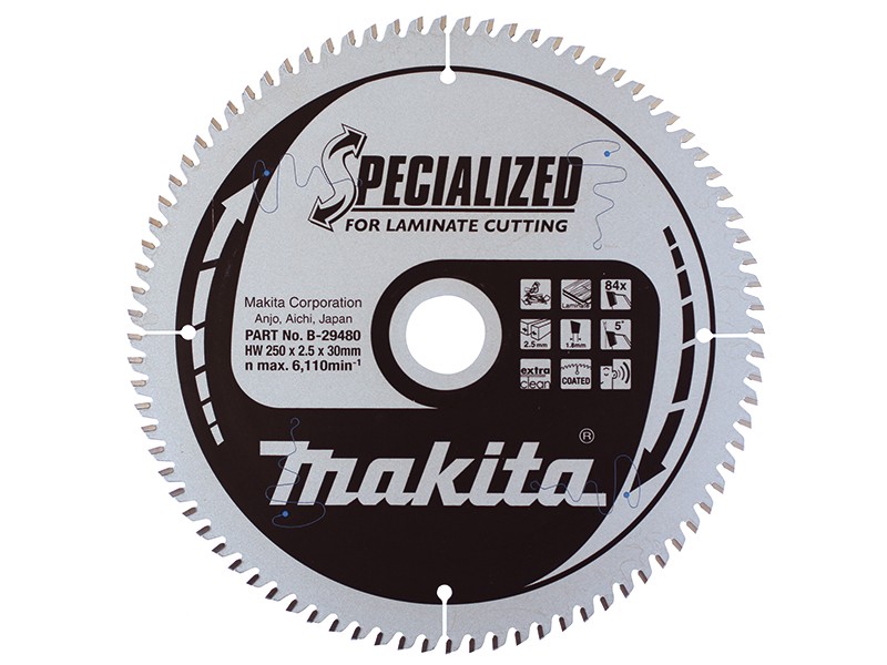 TCT žagin list za laminat Makita, Dimenzije: 250x2,5x30mm, Zob: 84, B-29480