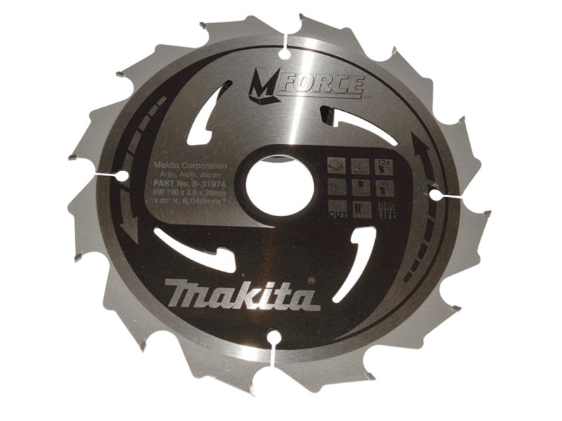 TCT MForce žagin list Makita, Dimenzije: 190x2x30mm, Zob: 12, B-31974