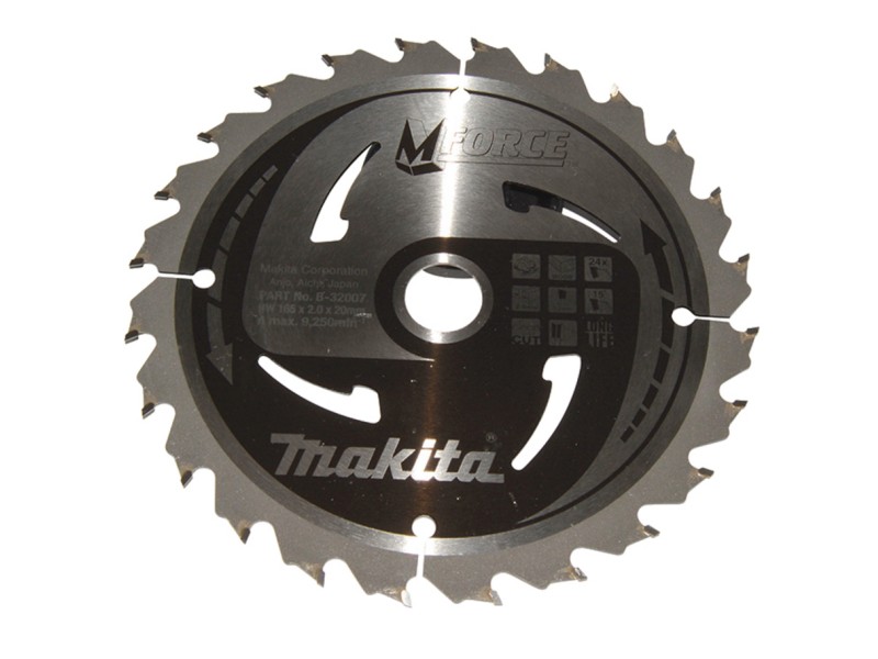 TCT MForce žagin list Makita, Dimenzije: 165x2x20mm, Zob: 24, B-32007