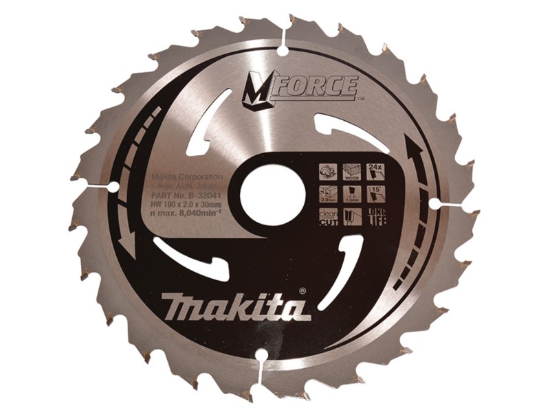 Žagin list Makita MForce, Dimenzije: 190x2x30mm, Zob: 24, za les, B-32041