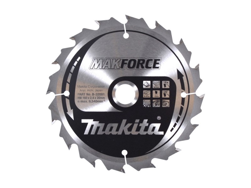 TCT MAKForce žagin list Maita, Dimenzije: 160x2,4x20mm, Zob: 16, B-32091