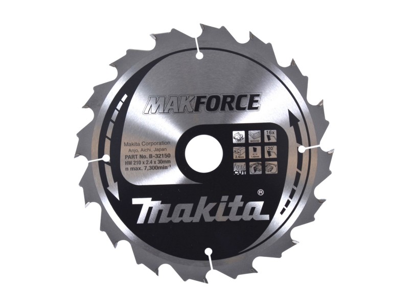 TCT MAKForce žagin list Makita, Dimenzije: 210x2,4x30mm, Zob: 16, B-32150