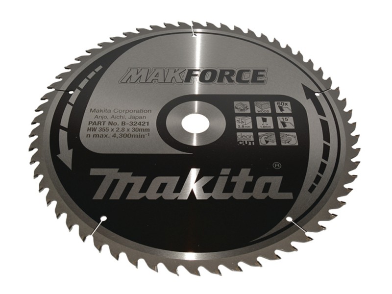 Žagin list Makita TCT MAKForce, Dimenzije: 355x30x2.8mm, Zob: 60, B-32421