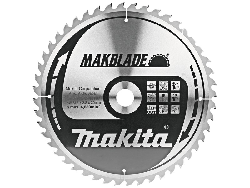 TCT Makblade žagin list Makita, les, Dimenzije: 315x30mm, Zob: 48, B-46187