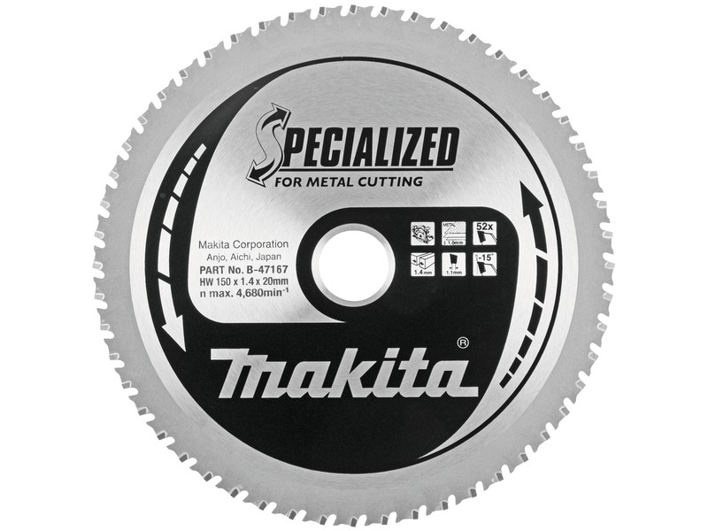 TCT žagin list Makita, Dimenzije: 150x20mm, Zob: 52, B-47167