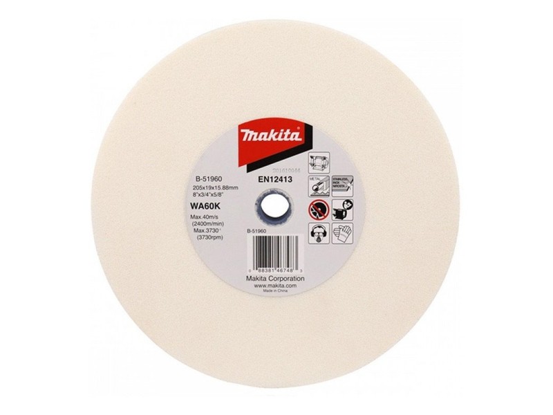 Brusilna plošča Makita, za GB801, kovine, Dimenzije: 205x19x15,88,mm, B-51960