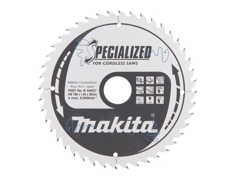 TCT žagin list Makita, za MDF, les, Dimenzije: 190x20mm, Zob: 44, B-54427