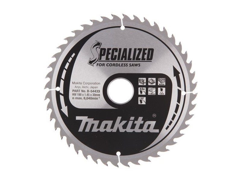 TCT žagin list Makita, za les, Dimenzije: 190x20mm, Zob: 44, B-54433