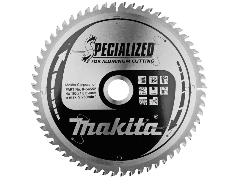 TCT žagin list Makita, za aluminij, Dimenzije: 165x20mm, Zob: 60, B-56552