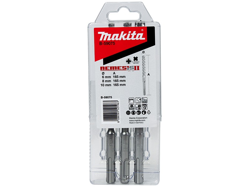 3-delni set svedrov Makita SDS-Plus Nemesis, Dimenzije: 6,8,10x160mm, B-59075