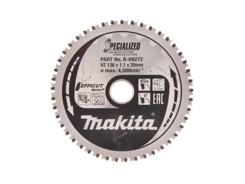 Žagin list Makita TCT  Efficut za kovino, Dimenzije: 136x20mm, Zob: 45, B-69272