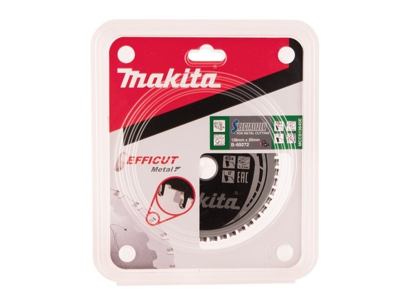 Žagin list Makita TCT  Efficut za kovino, Dimenzije: 136x20mm, Zob: 45, B-69272