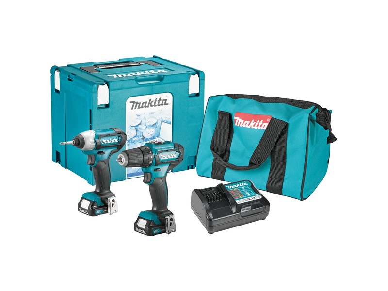 Set CXT Makita CLX224AX3, DF333D, TD110D, DC10WD, 2x BL1021B, hladilni Makpac4, Torba