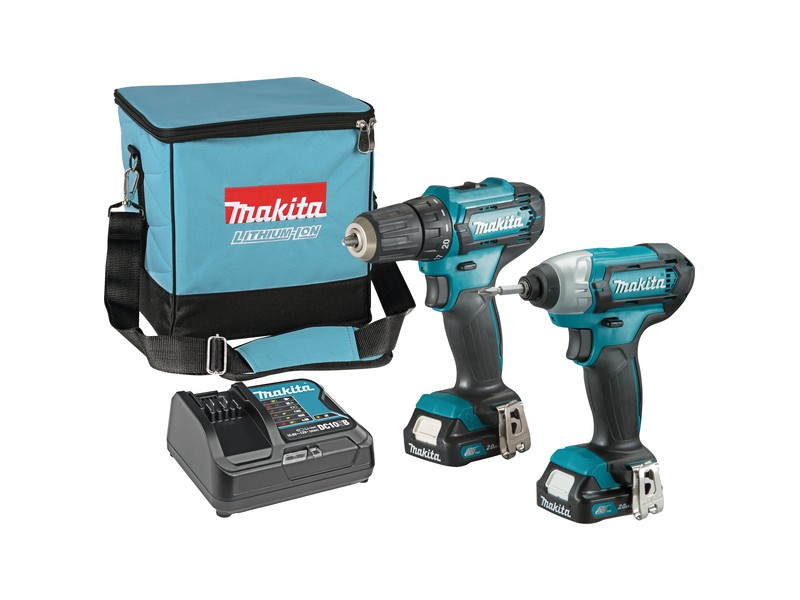 Set Makita CLX224SA, DF333DZ, TD110DZ, DC10SB, 2x BL1021B, Torba