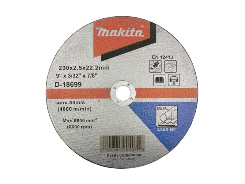 Rezilna plošča za kovino Makita, Dimenzije: 230x2.5x22.23mm, Zrnatost: 30, D-18699