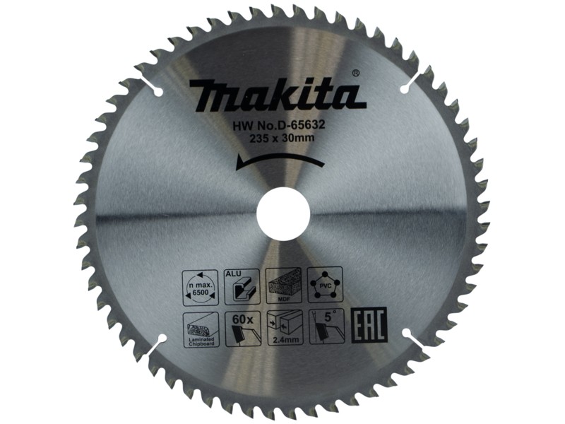 Žagin list Makita TCT, Dimenzije: 235x30/25.4x2.4mm, Zob: 60, D-65632