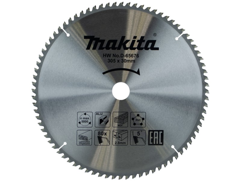 Žagin list Makita TCT, Dimenzije: 305x30x2.8mm, Zob: 80, D-65676