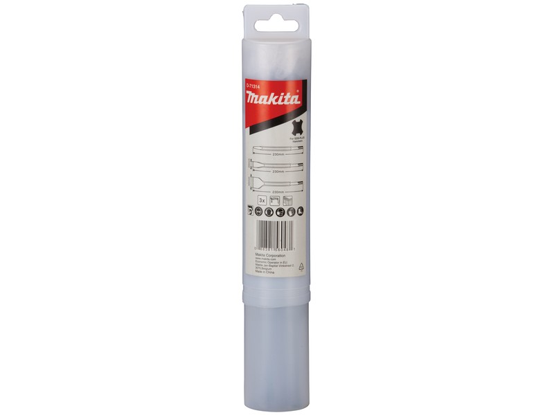 3-delni set dlet Makita, SDS-Plus, Špica 230 mm, ploščato dleto 20x230 mm, široko dleto 40x230 mm, D-71314