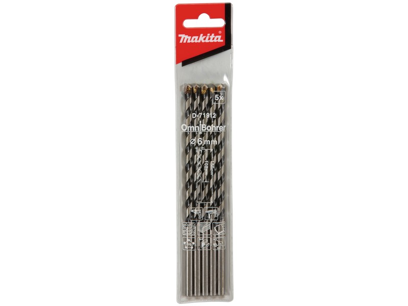 Večnamenski sveder Makita, Dimenzije: 6x150mm, Pakiranje: 5kos, D-71912