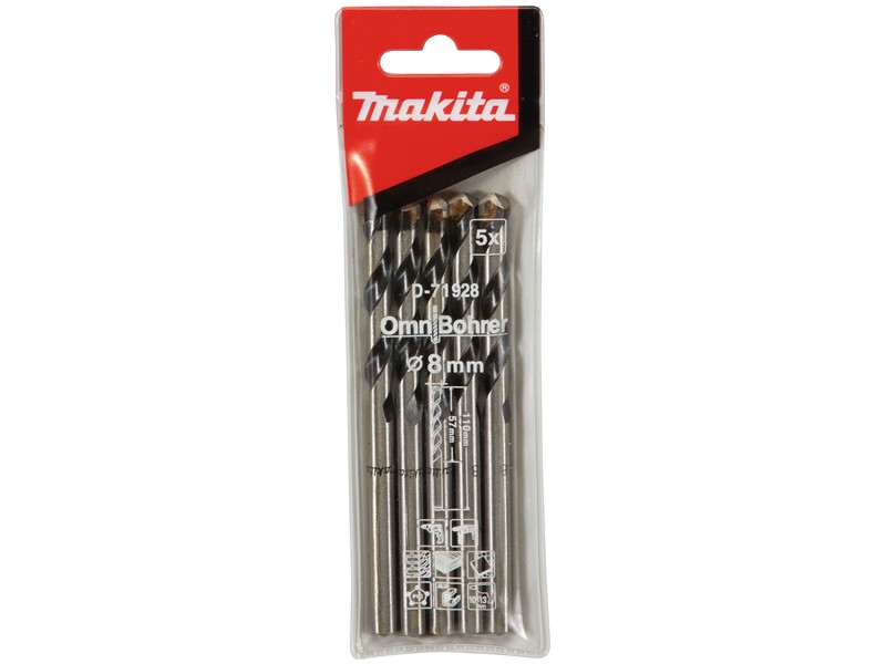 Večnamenski sveder Makita, Dimenzije: 8x110mm, Pakiranje: 5kos, D-71928