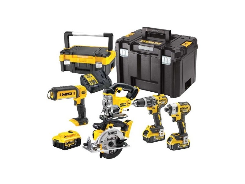 5-delni set aku.orodja Dewalt DCK551P3T, 3x 5.0Ah, DCD796P2, DCF887, DCL050, DCS391, DCS331