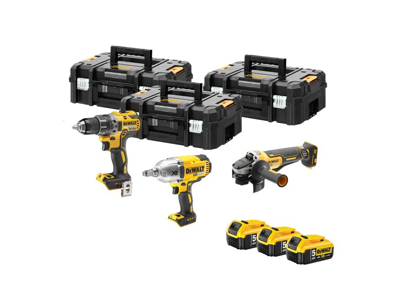 Set akumulatorskega orodja Dewalt DCKM009, DCD791P2, DCG406NT, DCF899HNT