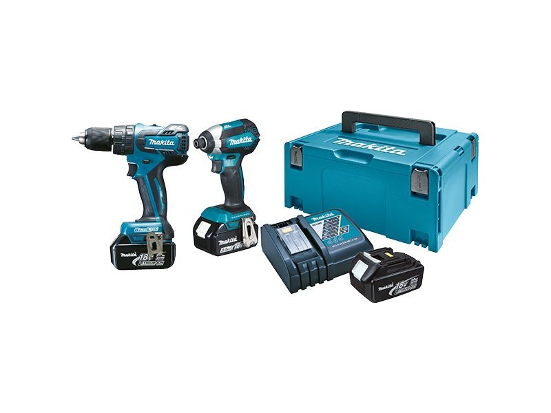 Akumulatorski set orodja Makita DLX2173JX1, DHP459, DTD153, DC18RC, 3xBL1830 3.0Ah, Makpac 3