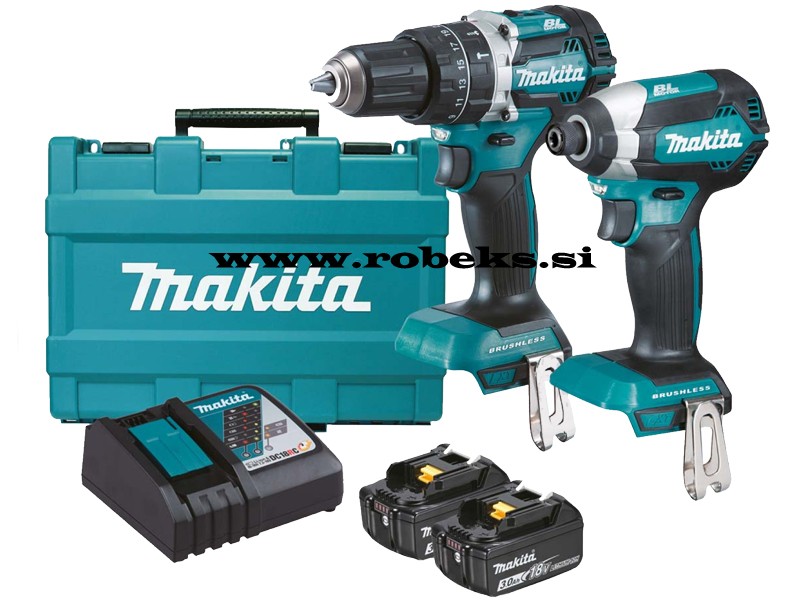 Set orodja Makita DLX2180X, 1x Makita DHP484, 1xMakita DTD153, 2xBL1830